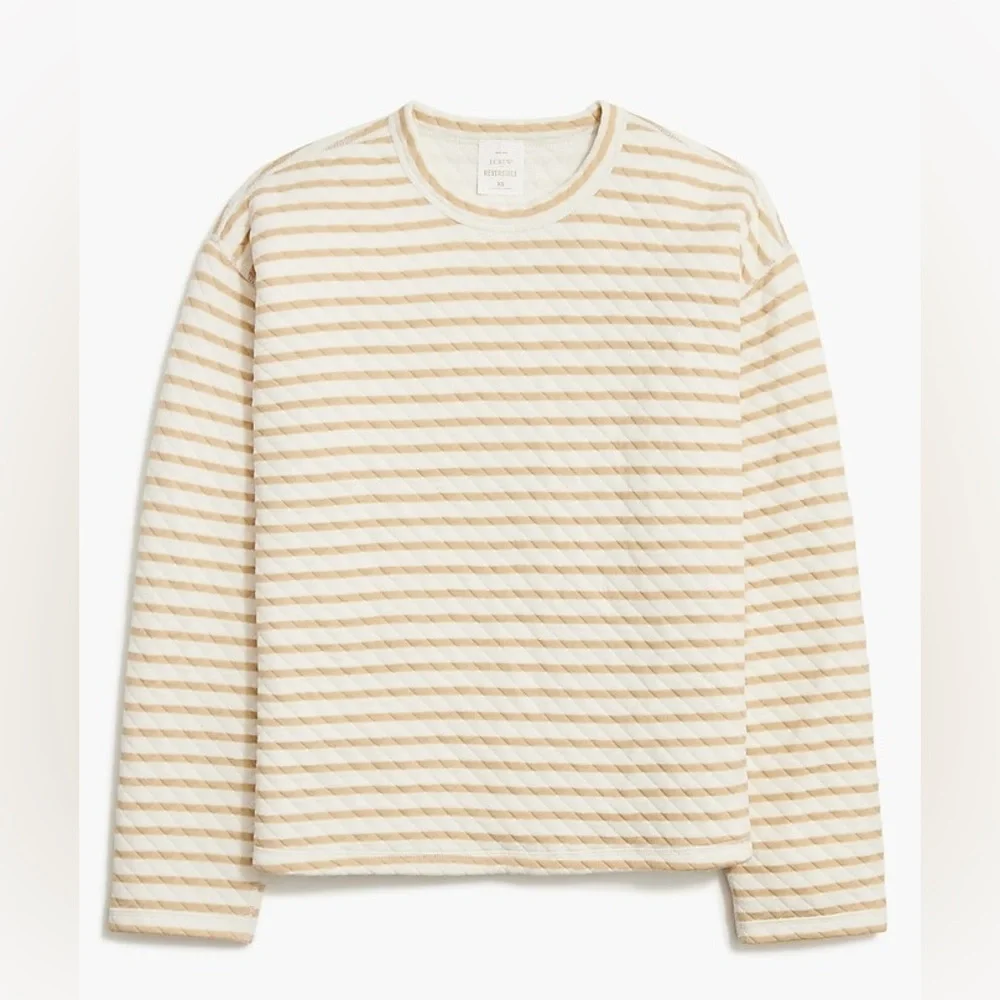J. Crew Reversible Quilted Pullover Tan Cream Size Small